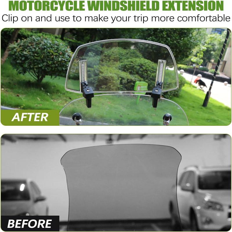 Motorcycle Windshield Extension Windscreen Deflector Adjustable Clip-On Windshield Universal For Most Motorcycle