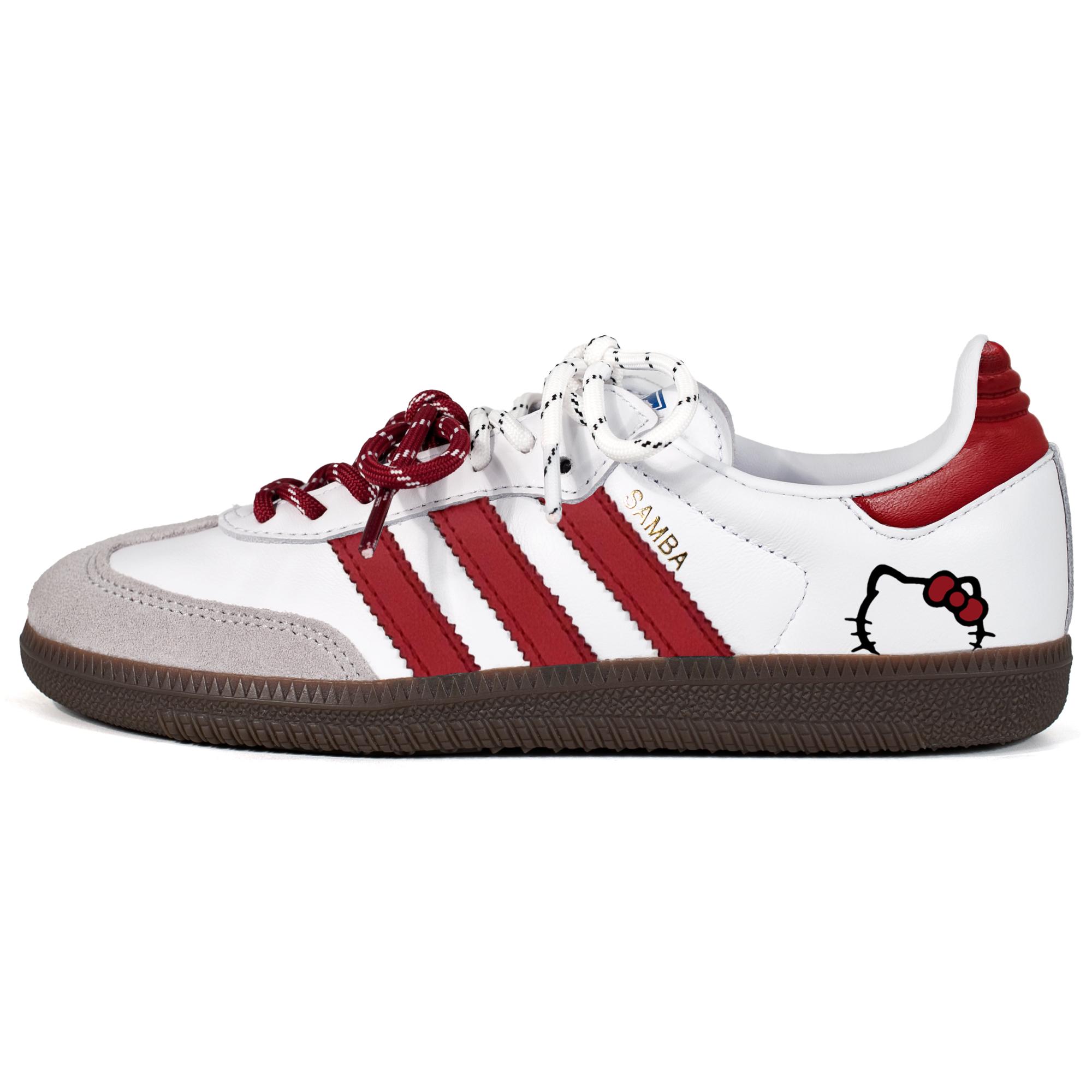 

Adidas Originals SAMBA OG Old Times, Double Shoelace Deconstruction German Army Trainers Unisex White Red B75806(Team1664-) 36⅔