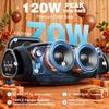 120W MAX 70W RMS Bluetooth Speaker with Deep IPX6 Waterproof and Dustproof Wireless Loud Portable Wireless Outdoor 42 Hours of Continuous Call Support