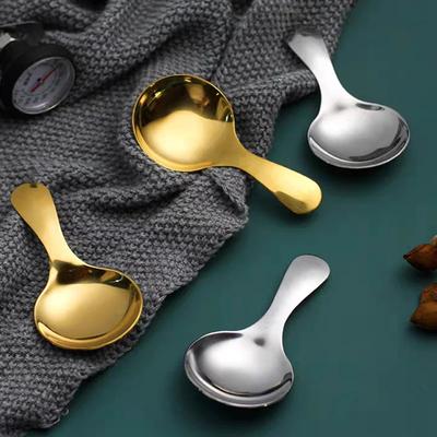 4 Stück Gewürzlöffel mit kurzem Griff, Zuckerlöffel, kleiner Eislöffel, Kaffeelöffel, Teelöffel, Mini-Gold/Silber, Edelstahllöffel, Küchenlöffel