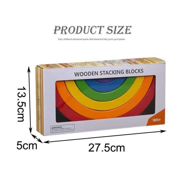 Jouet de Blocs de Construction Arc-en-Ciel en Bois - HAOPYOU - Jouet à Tirer - Blanc