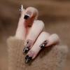 Dark Star Butterfly Long Wearable Nail Art With Bowknot - Trendy Xiaohongshu Style Fake Nail Set