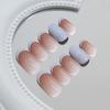 24 Pieces milk blue French style gradual change polka dot temperament white summer atmosphere nail patch removable wearable nail 30 pieces