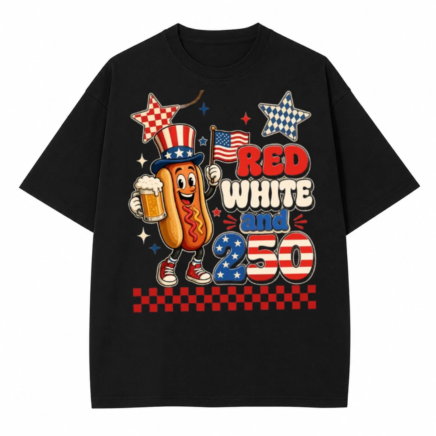 Patriotic Hot Dog American Flag USA Funny 4th of July Fourth T-Shirt All SIze L