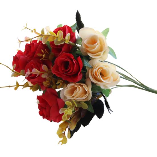 6 Forks 12 Heads Simulated Roses Bright Colors Realistic Appearance Artificial Flowers Photo Props Home Decor