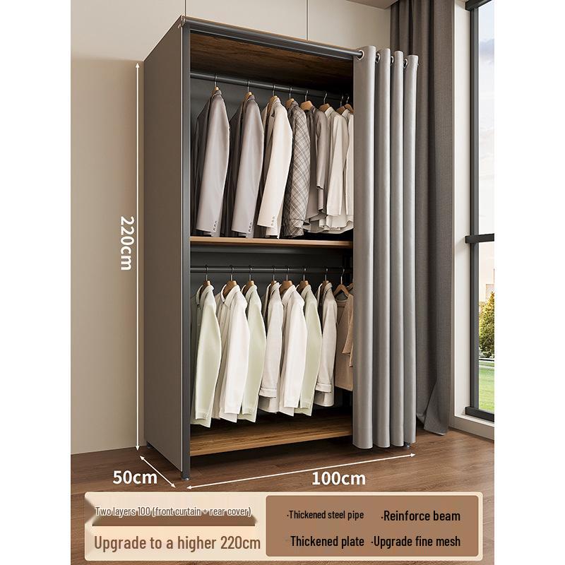 Metal Walk-In Wardrobe: Floor-Standing Clothes Rack, Open Garment and Hat Rack, Bedroom Shelf Assembly