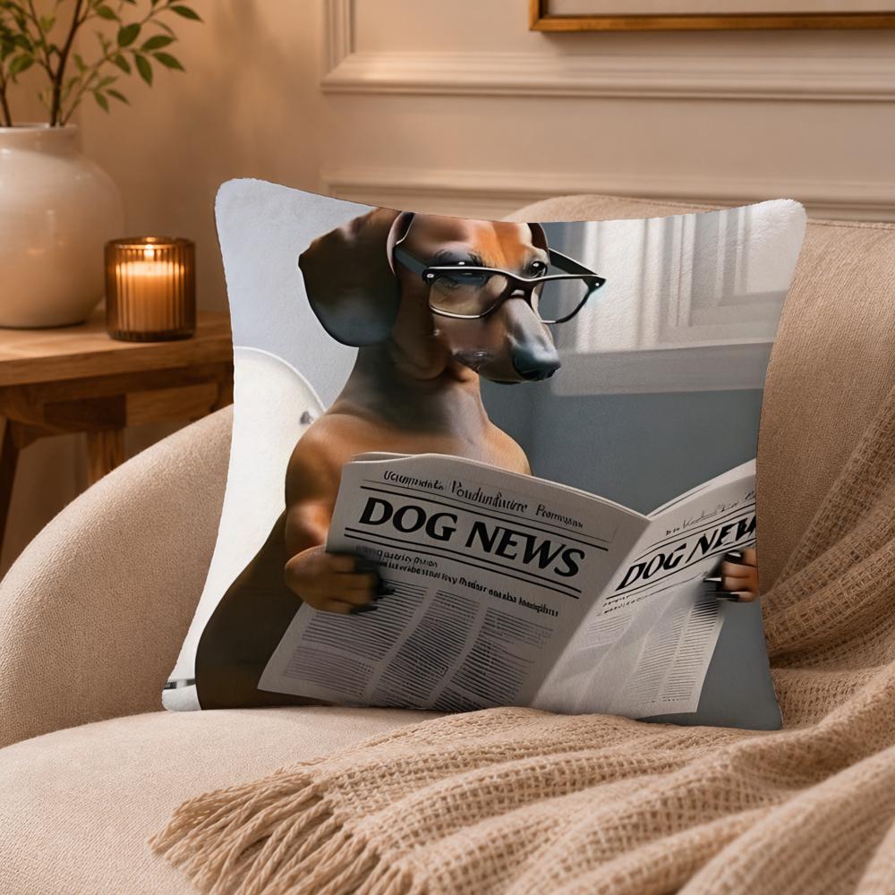 Bathroom Cat Reading On Toilet Cushion Cover Anti-dustmite Pillowcase Invisible zipper silky short plush Sofa cushion cover