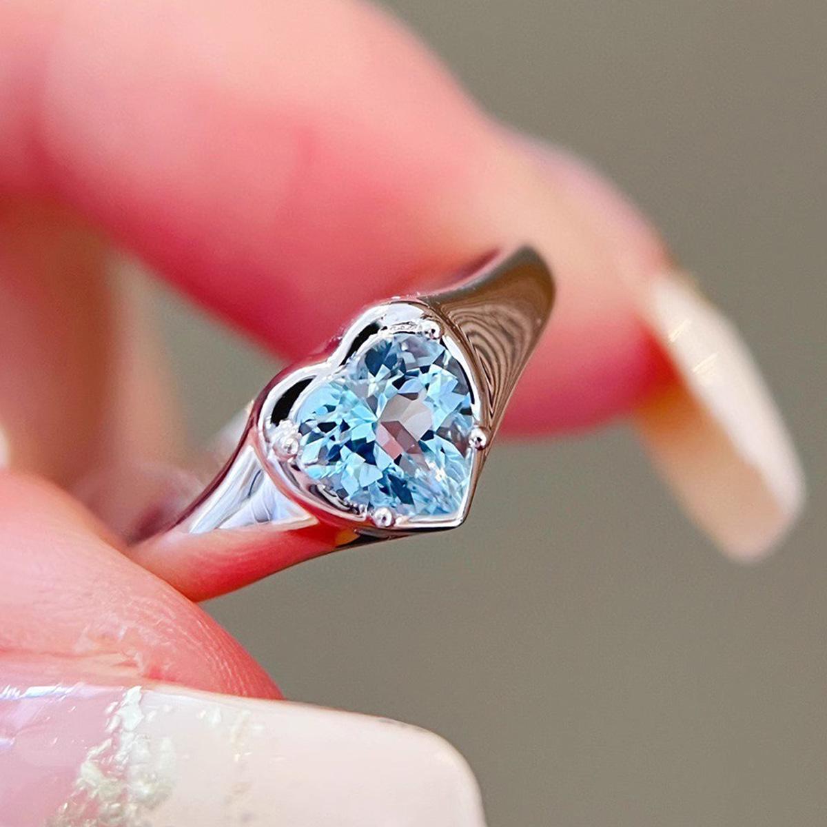 

Кольцо-сердце из стерлингового серебра 925 пробы Red Moose с изысканными бриллиантами - Универсальный и элегантный модный аксессуар во французском стиле US Size 8