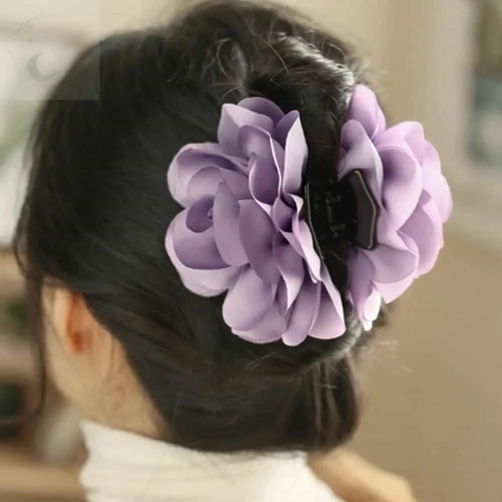 LUNAMAY Premium Hair Clip Large Hair Clip Chiffon Purple Flower Hair Clip