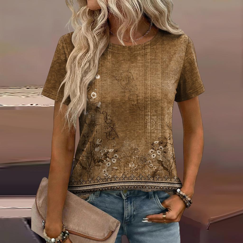 Women's Loose-Fit Fashionable Casual Printed T-Shirt