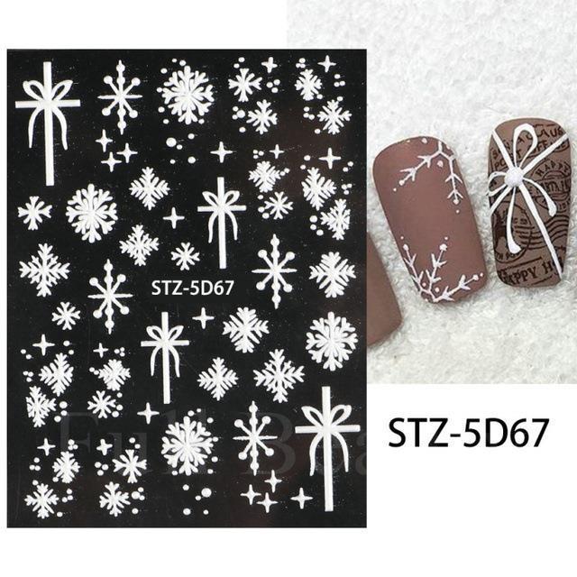 Nail Art Sticker Winter Christmas Snowflake Elk Santa Claus Christmas Ball 5D Embossed Nail Art Sticker