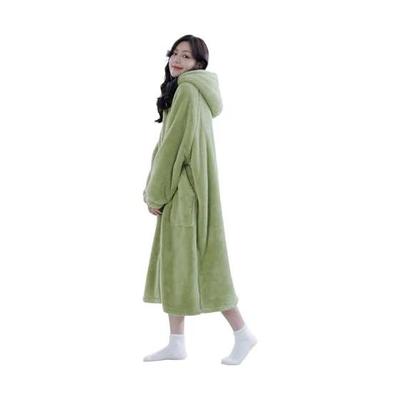 [MiniZaru] Tragbare Decke, Hausanzug, Loungewear, Damen, Flauschig, Flauschig, Winter, Warm, Dick, Langarm, Niedlich, Mit Kapuze