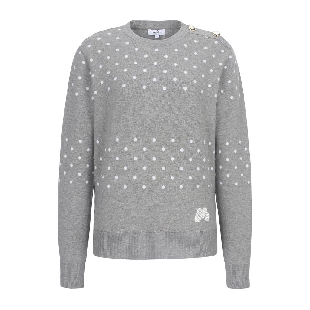 MARTINE GOLF Logo Round Neck Knit_M/Gray