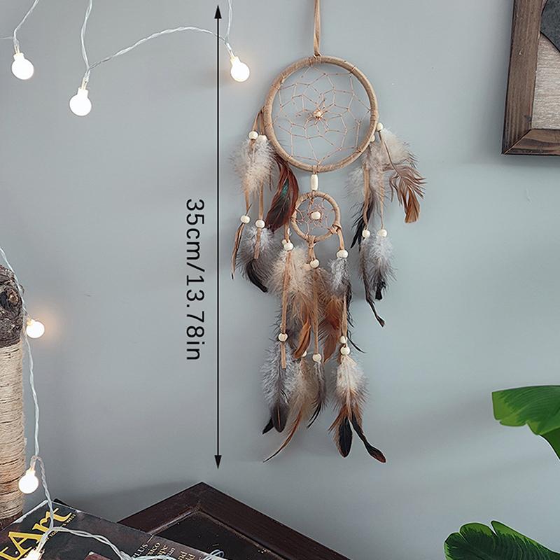 1Pc Indian Dream Catcher With Brown Feathers Wall Hanging Dream Catcher Bedroom Accessories Wind Chime Dream Catcher Home Decor