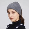 A Women's Knitted Hat with Exposed Braids, Autumn and Winter Thick Ear Protection Hat, Women's High Ponytail Braid