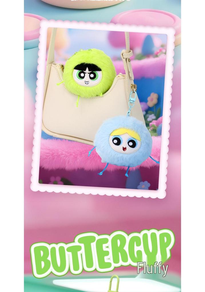 Powerpuff Girls Plush Pokeball Charm Pendant - Blossom, Bubbles, Buttercup
