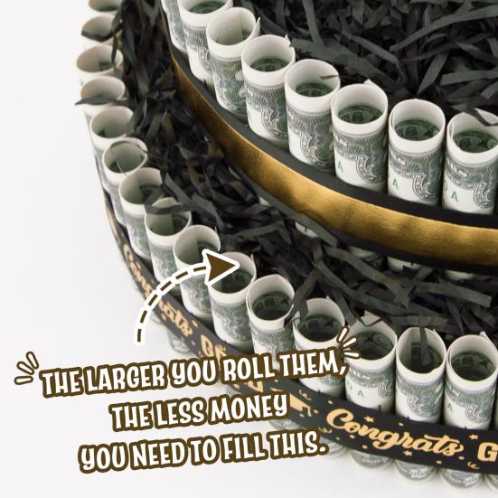 2025 Graduation Gifts 3 Tier Cake Filled with Cash Money Class of 2025 Graduation Decoration for Boys Girls High School College Grad Party Supplies