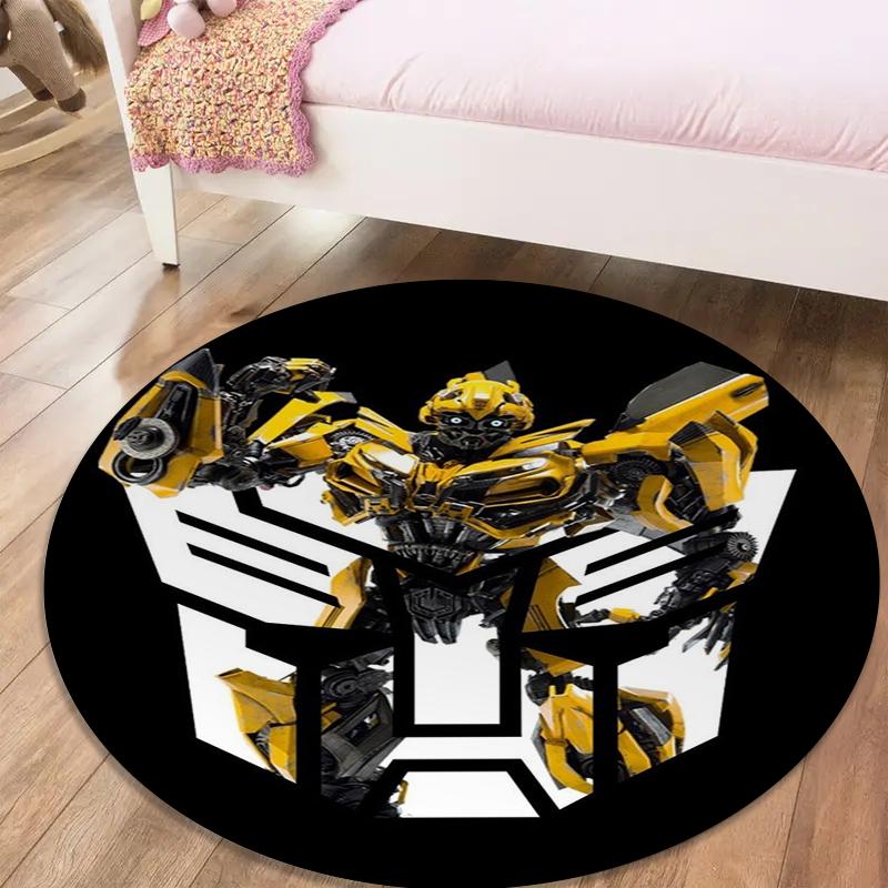 Bumblebee Transformers Round Area Rug,Carpet Rug for Living Room Bedroom Sofa Playroom Decor,Non-slip Floor Mat43