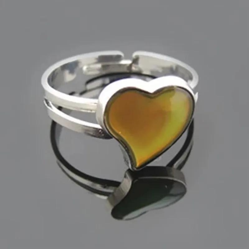Heart Shaped Temperature Sensitive Color Changing Ring Fashionable Heart Ring Trendy Accessory Women Versatile Jewelry Gift Ring