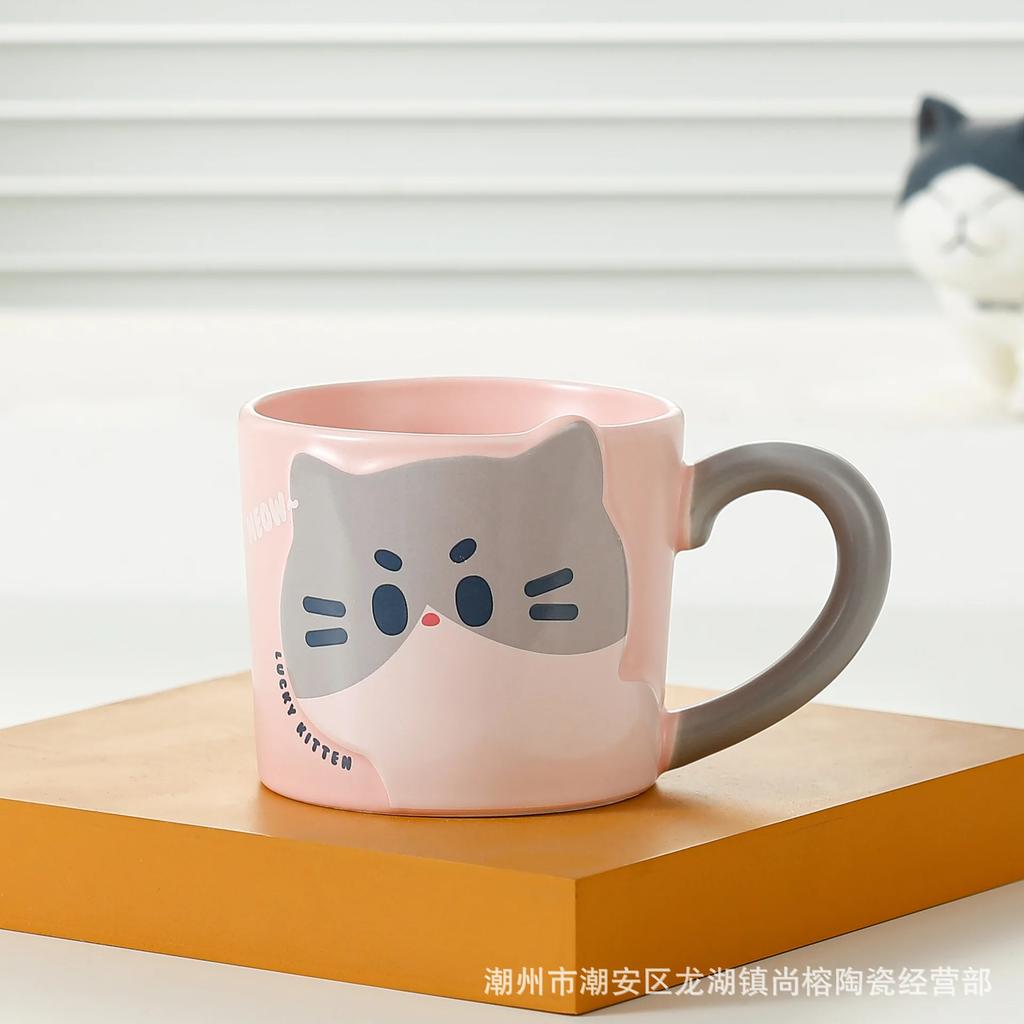 Japanese Cartoon Cat Coffee Cup Cat Pattern Cute Breakfast Cup Creative Coffee Mug Milk Cup Gift Ceramic Mug Kitchen Supplies