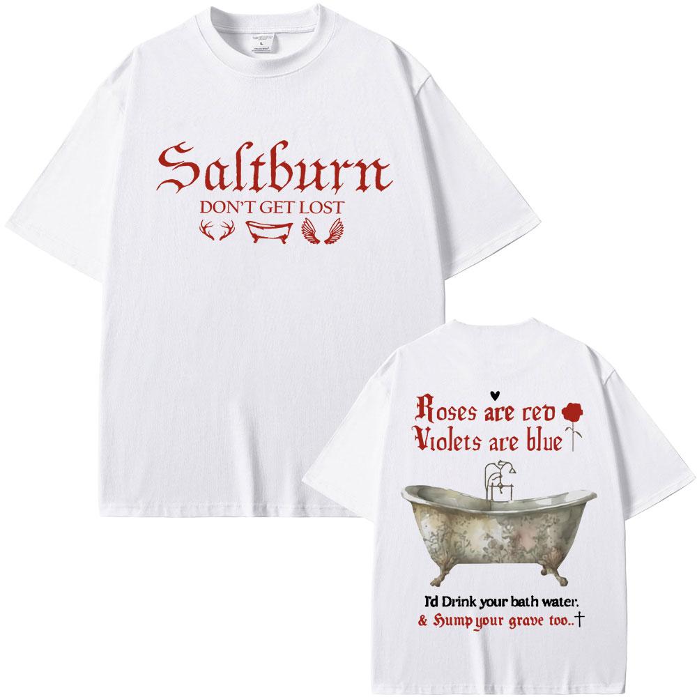 Movie Saltburn Don't Get Lost Graphic T-shirts Unisex Unisex Cotton Oversized T Shirt Unisex's Fashion Vintage Tshirt Trend Streetwear