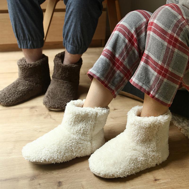 Fashion Warm Faux Fur Slippers Women Men Winter Shoes Indoor Home Soft Plush Footwear Solid Color Girls Boys House Floor Fluffy Boots