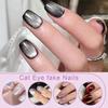 24PCS Cat Eye Short False Nails Reusable Glitter Fake Nails Fake Nail Sweet Almond False Nails For Women DIY Manicure