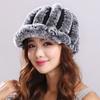 Fur Rabbit Fur Hat for Women Winter Middle-aged and Elderly Women Rex Rabbit Fur Thick Warm Duckbill Hat Ear Protection Mother Hat