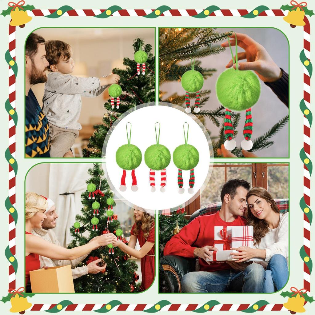 Christmas Ornaments Ball Home Indoor Plush Ornament Decor Weather-Resistant Soft 2.4 Inch Ball For Garden Stair Fireplace