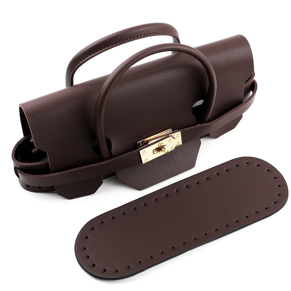 

DIY Bag Sewing Kit Handbag Shoulder Strap Handmade PU Leather Messenger Tote Bags Set with Bag Bottoms Accessories Coffee Black кавовий