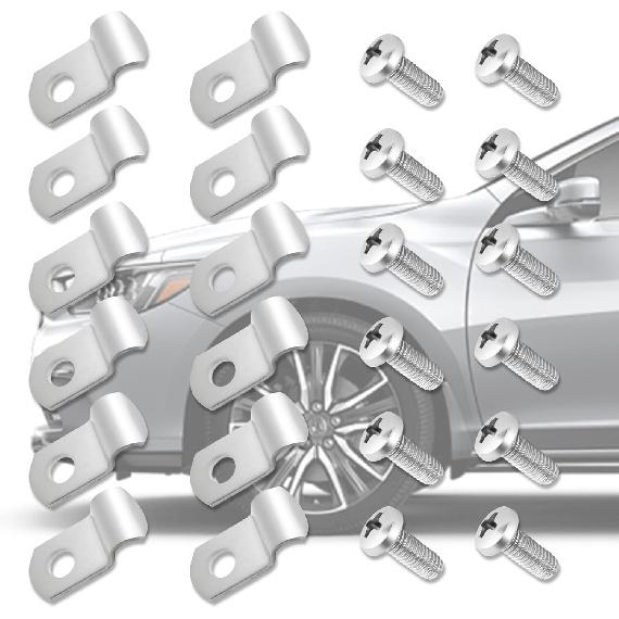 12PCS Brake Line Clamp with 12PCS Screw Set,Stainless Steel 1/4" Brake Line Clips for Prision Brake Line Fixation and Protection,Universal Car