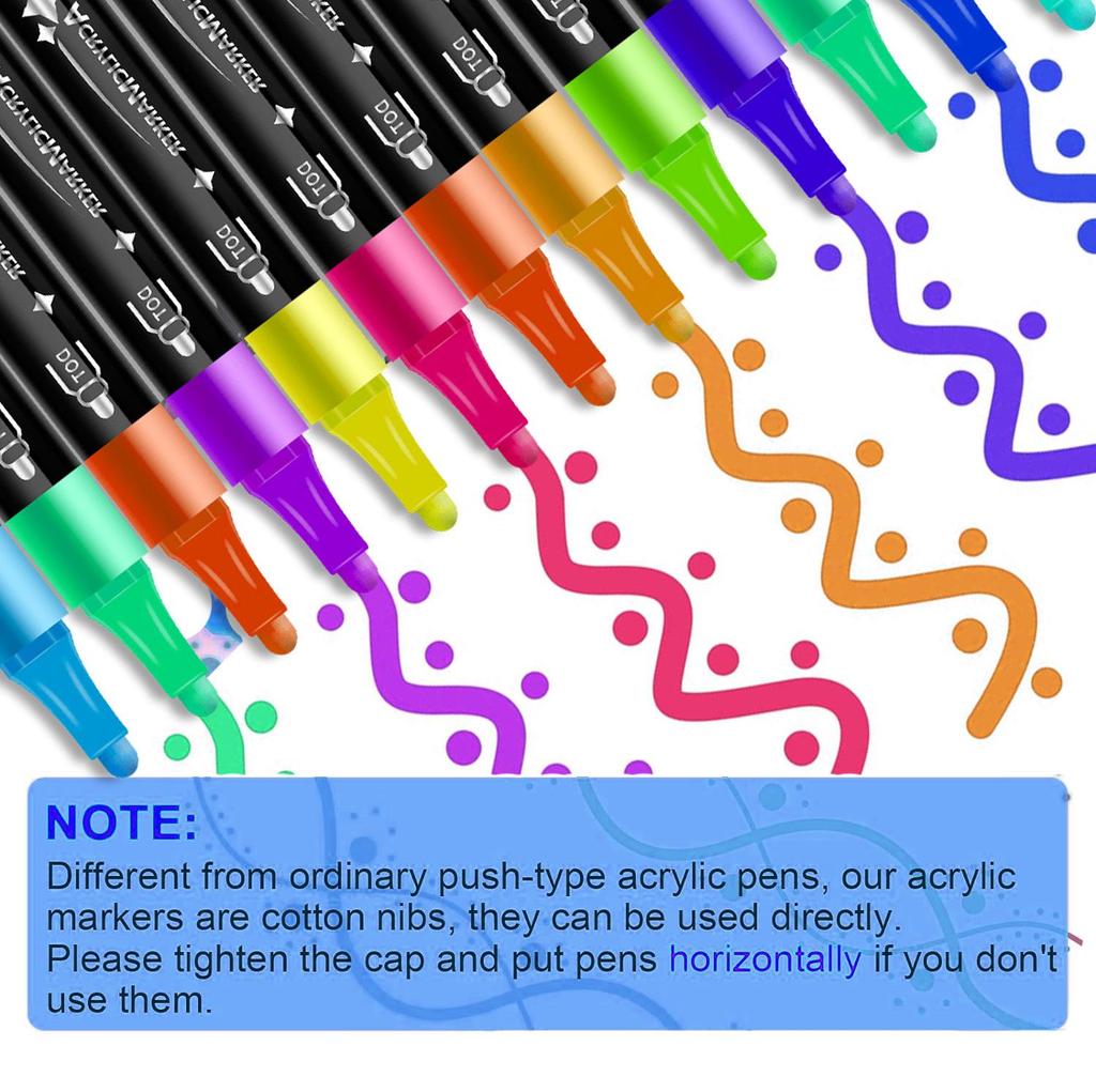 Dual-Tip Acrylic Water-Based Marker Brush Pens - Dududu Head Bestseller