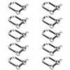 10 Pack Flat Head Bow Shackle Portable D Ring Lock Durable U Shape Connector  Hiking