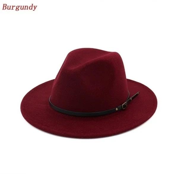 Men Fashion Simple Solid Color Vintage Wide Brim Hat Church Party Felt Jazz Cap Fashion Travel Hats Women Accessories Gifts
