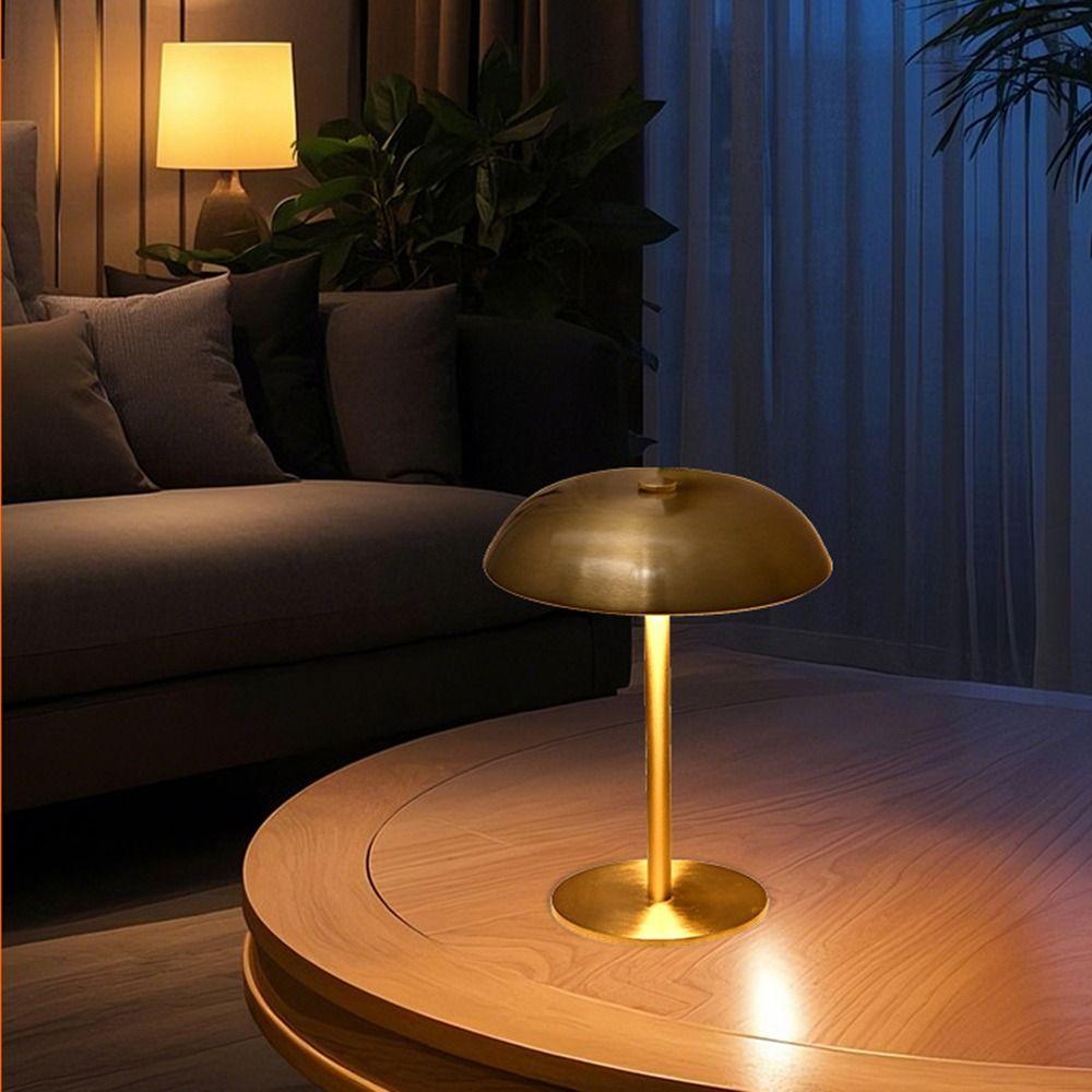 3-Color Lights Mushroom Table Lamp Touch Control Eye-Caring Light Metal Bedside Lamp Detachable Portable LED Desk Light