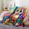 1pc Digital Printed Blanket Owl Floral Elements for Office Sofa Bedroom Multi-Purpose Portable Blanket
