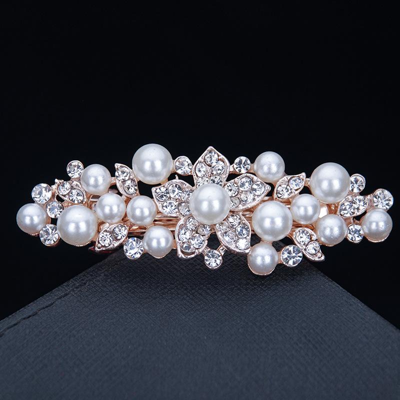 Hair Accessories Rhinestone Bow Hair Clip, Adult Pearl Horizontal Clip, Ponytail Clip, Top Clip, Spring Clip, Small Pearl Hair Clip