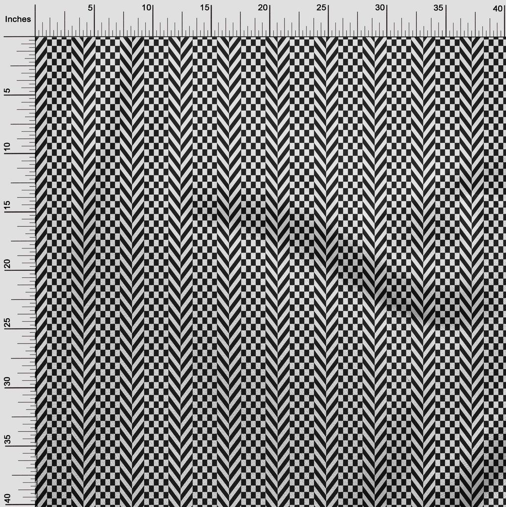 oneOone Georgette Viscose Black Fabric Check Sewing Craft Projects Fabric Prints By Yard 42 Inch