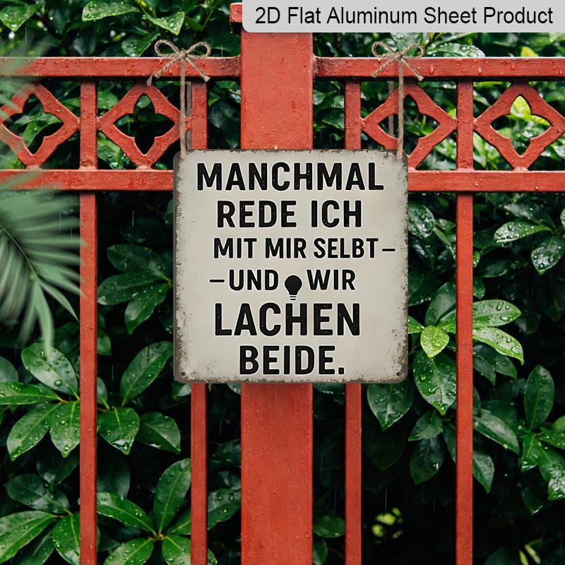 2D Flat 1pc - Aluminum Wall Decor with German Proverb, Rustic Distressed Finish, Perfect for Bedroom, Office, Workshop, and Gift for Comedy Lovers