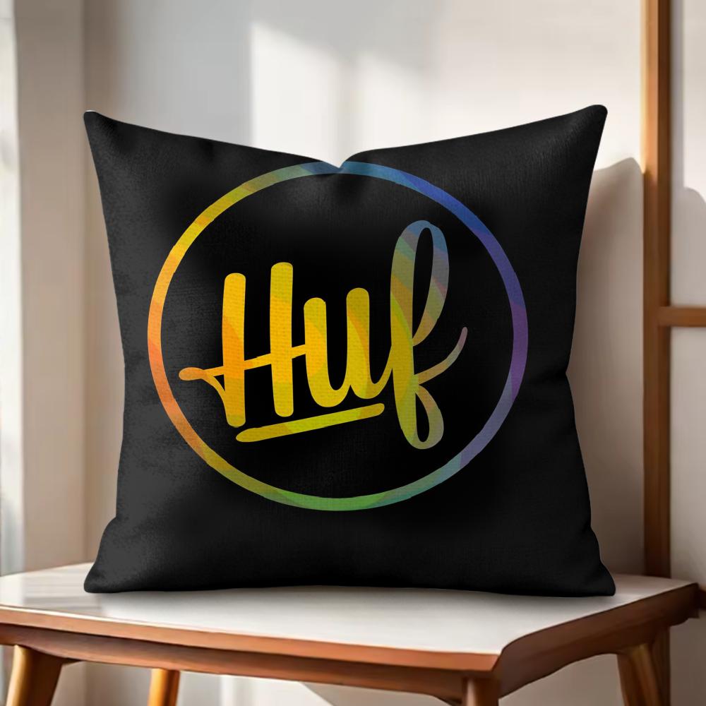 Fashion Hot Trend HHUF Cushion Cover Natural Linen Organic Fabric DoubleSided Printing Couch Pillow Covers Home Decor