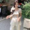 Large Size Fat MM French Short-sleeved T-shirt Women's Summer New Design Sense Slim Cover Meat Trend Square Collar Top