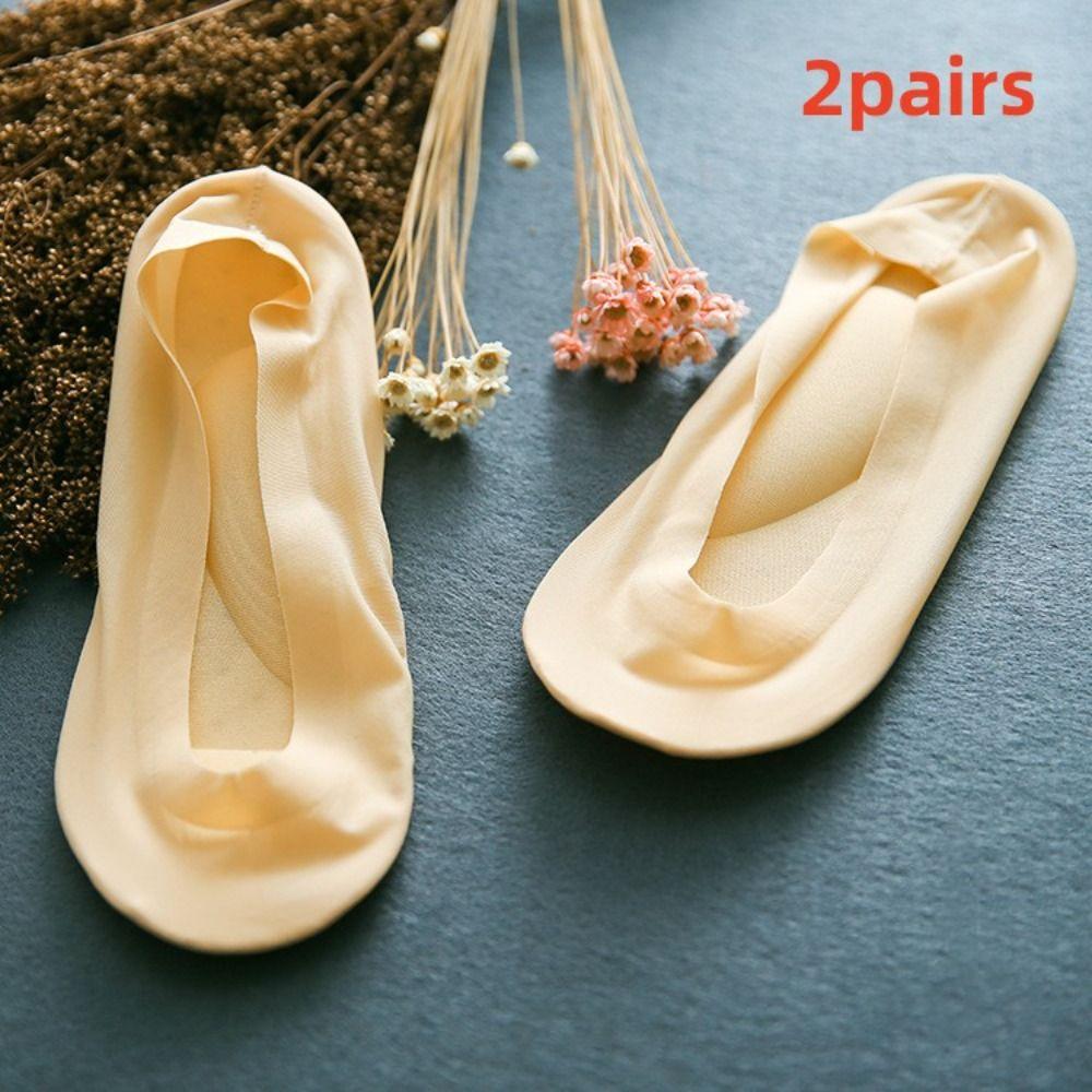 2 Pairs Foot Massage Ice Silk Socks Orthopedic Pad Invisible Sock Comfortable Summer Socks  Women