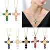 Elegant Virgin Mary Crosses Pendant Necklace Adornment with Sparkling Rhinestones for Wedding and Everyday Wear