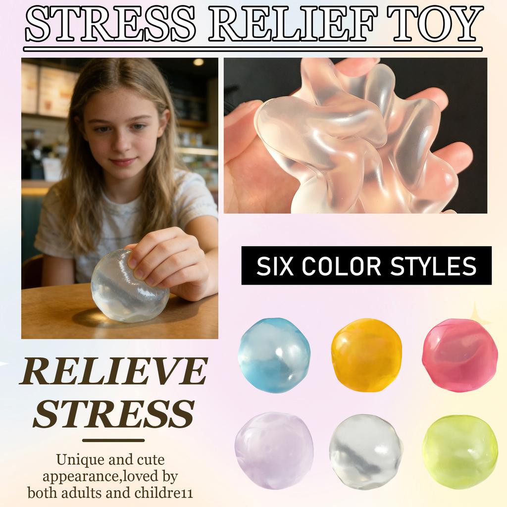 Transparent Stress Relief Ball 6cm Soft Decompression Toy for Hand Exercise and Relaxation Suitable for Home Office School Use