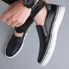 Autumn and Winter New Men's Casual Leather Shoes with One Foot, White Leather Non-slip Soft-soled Middle-aged Dad Driving Doudou Shoes