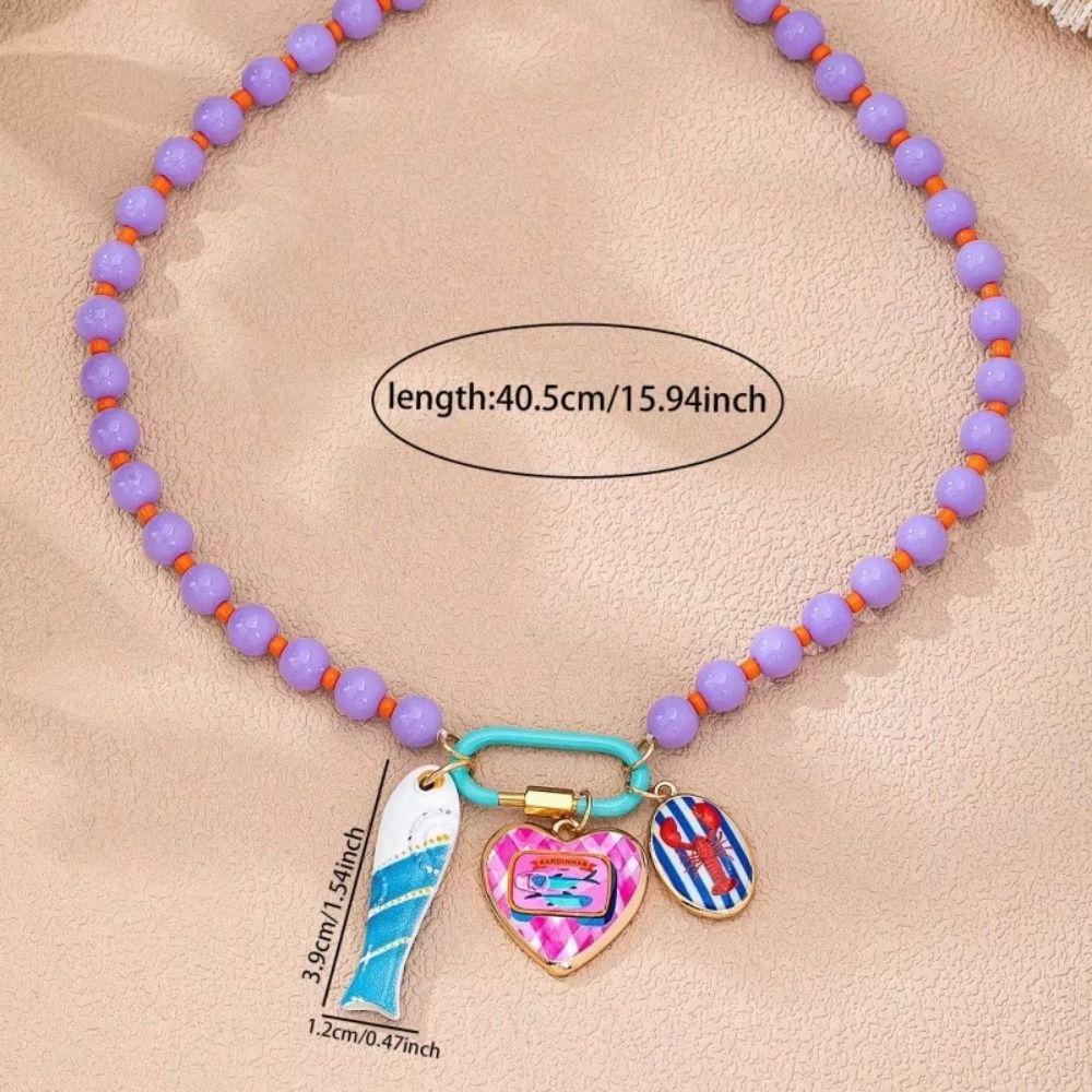 Ornaments Bohemian Resin Beaded Necklace Sea Series Beach Beaded Necklace  Holiday