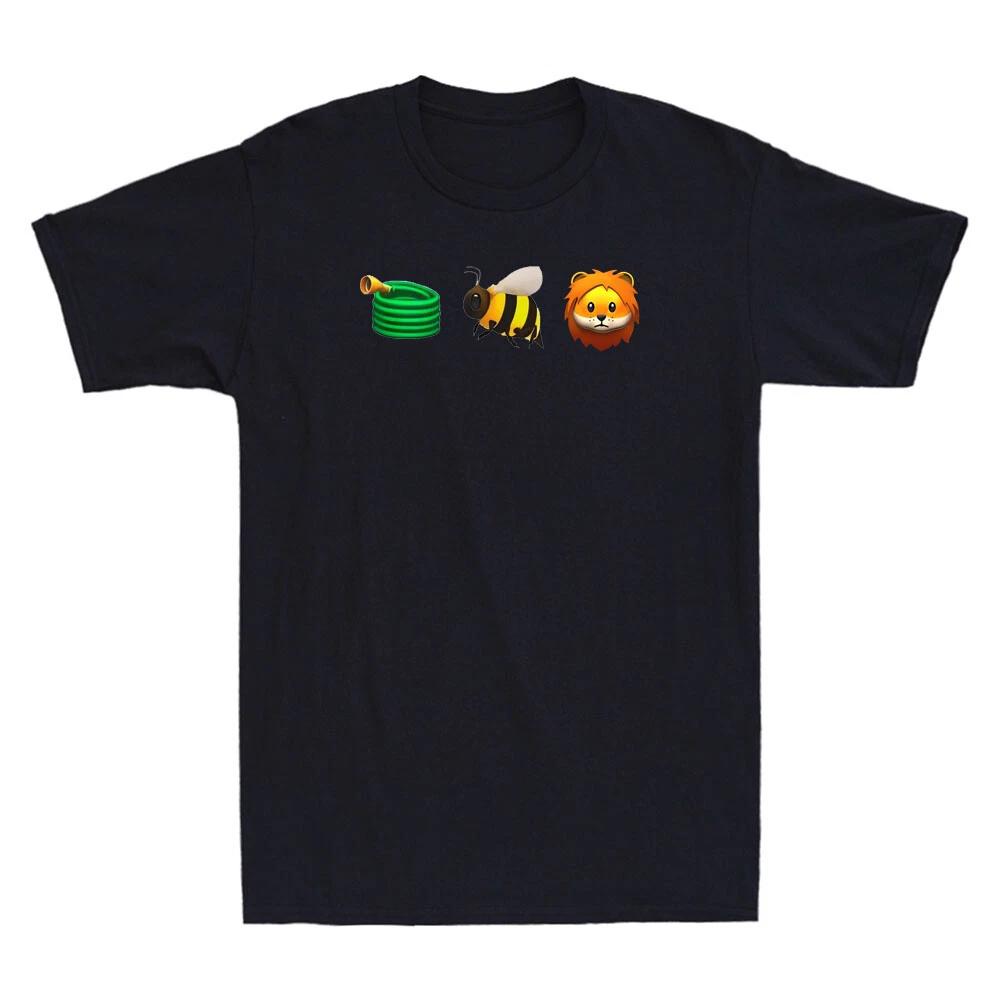 Hose Bee Lion Honeycomb Icon Funny Cartoon Meme Vintage Men s T-Shirt Cotton Tee L