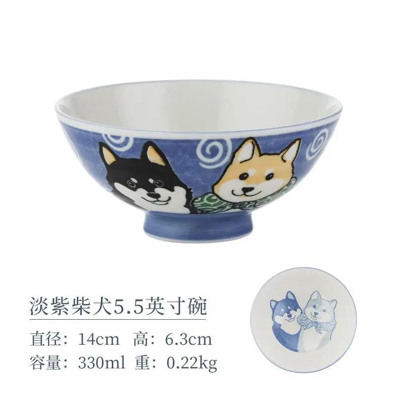 Cartoon Ceramic Japanese Bowl, Cute Seasoning Kitchen Tableware,Soup Rice Bowls, Instant Noodle Bowls, Underglaze Colored Plates