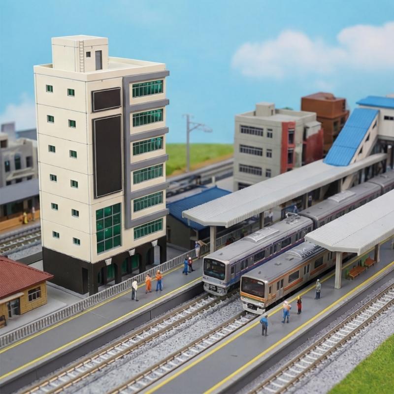 1/150 Scale Building Dioramas Model Outdoor City Railway Layout Street Building Model Gift Outland Scene for Sand Table