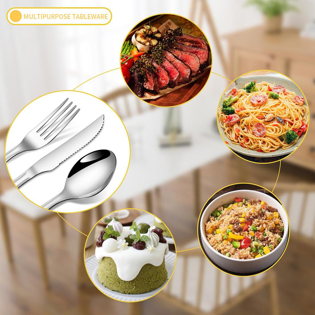 Crimping handle Stainless steel knife fork spoon Western tableware Suitable for kitchen and dining room
